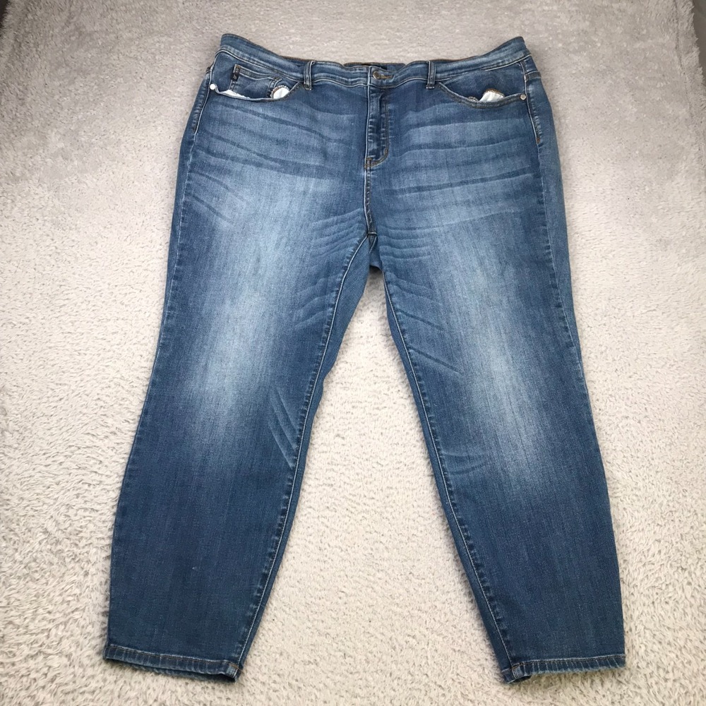 Judy Blue Relaxed Jeans Womens 22W (42x26) High Rise Stone Wash Stretch Denim